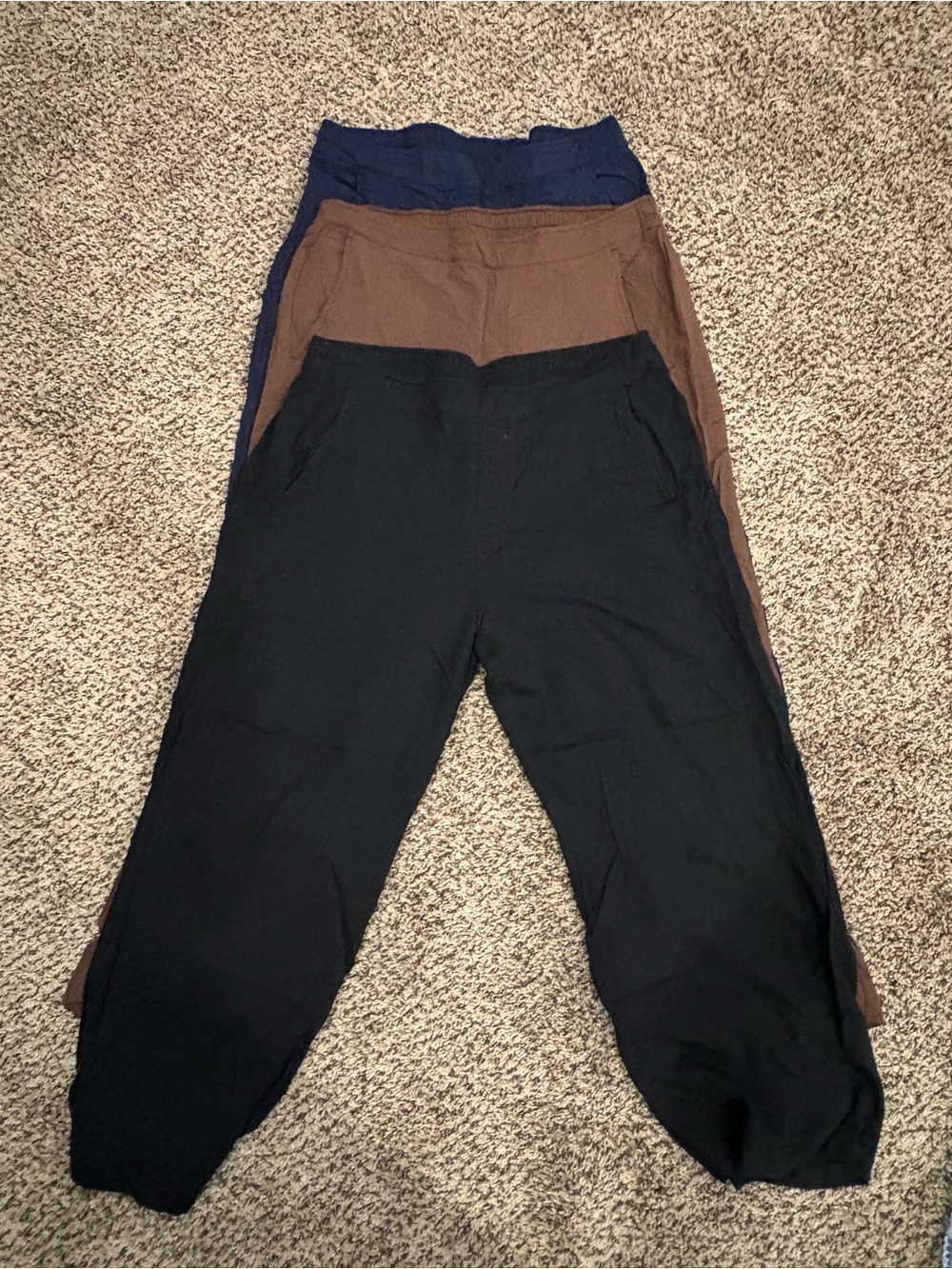 SET OF 3 Women’s Casual/Work Wear Elastic Waist Pants Black, Brown, Navy